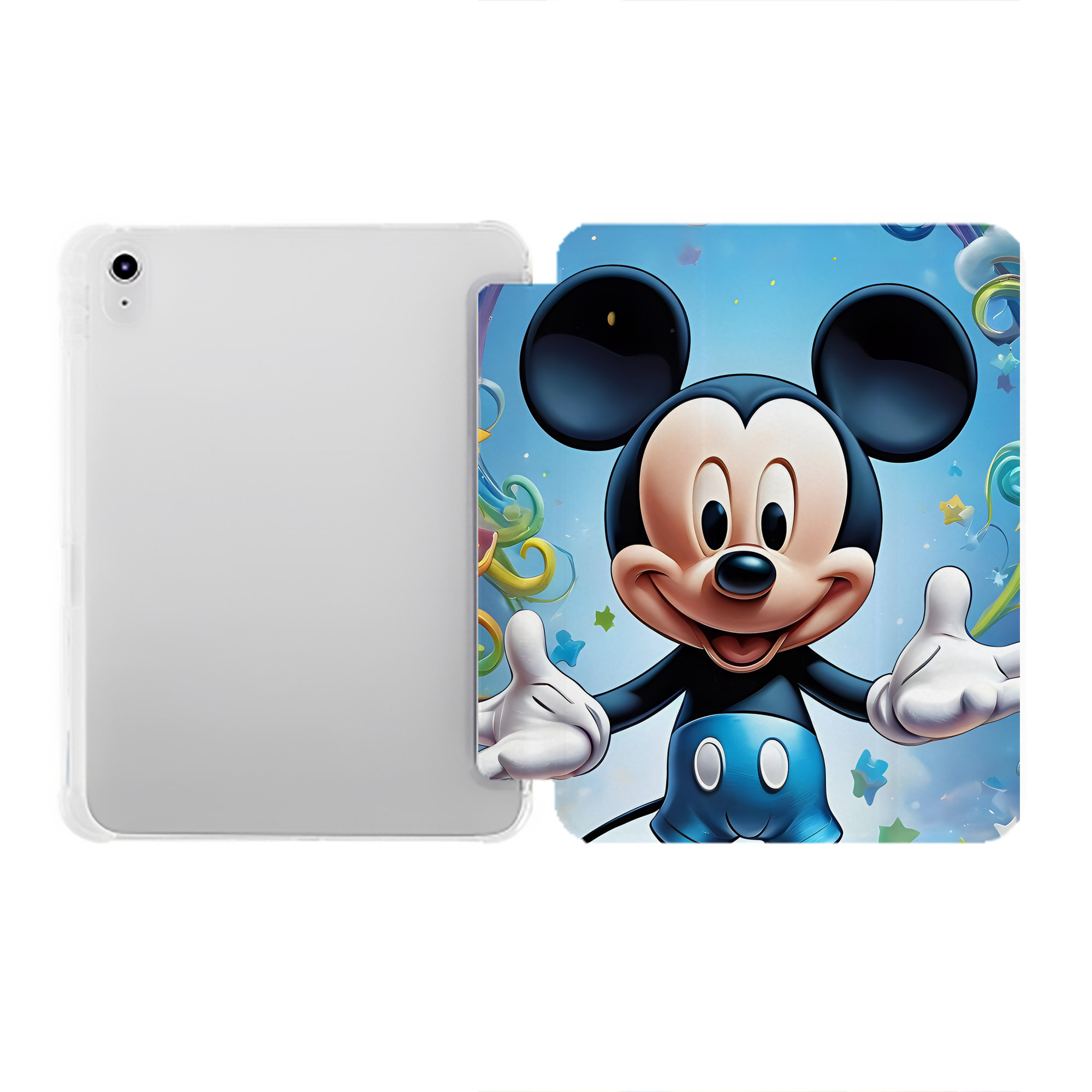 （画像用） ミッキーマウス Mickey Mouse IPad ケース ペン収納付き 三つ折りスタンド PUレザー×シリコン 対応機種9.5/10.5/10.9インチ